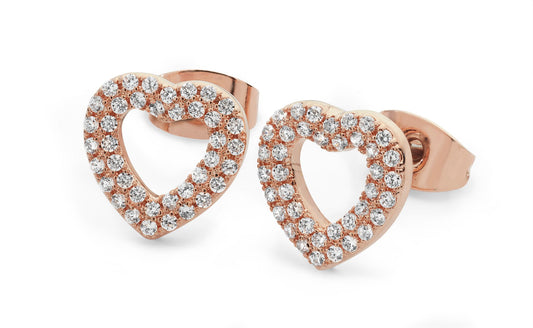 Tipperary Crystal Rose Gold Earrings Double Pave Stud
