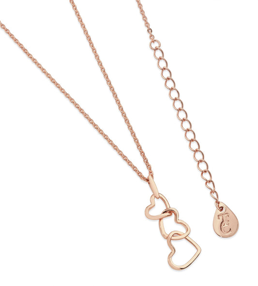 Tipperary Crystal Rose Gold Triple Heart Pendant