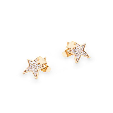 Tipperary Crystal Double Star Earrings Gold