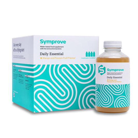 Symprove Mango and Passion Fruit 4 week supply - plus one free water bottle per order (when you buy 8 weeks, Symprove will send you 4 weeks free - see below to find out how to claim your free pack).