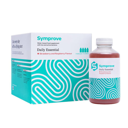 Symprove Strawberry and Raspberry Probiotic 4 week supply - plus one free water bottle per order. (When you buy 8 weeks, Symprove will send you 4 weeks free of charge. See below to find out how to claim your free pack)