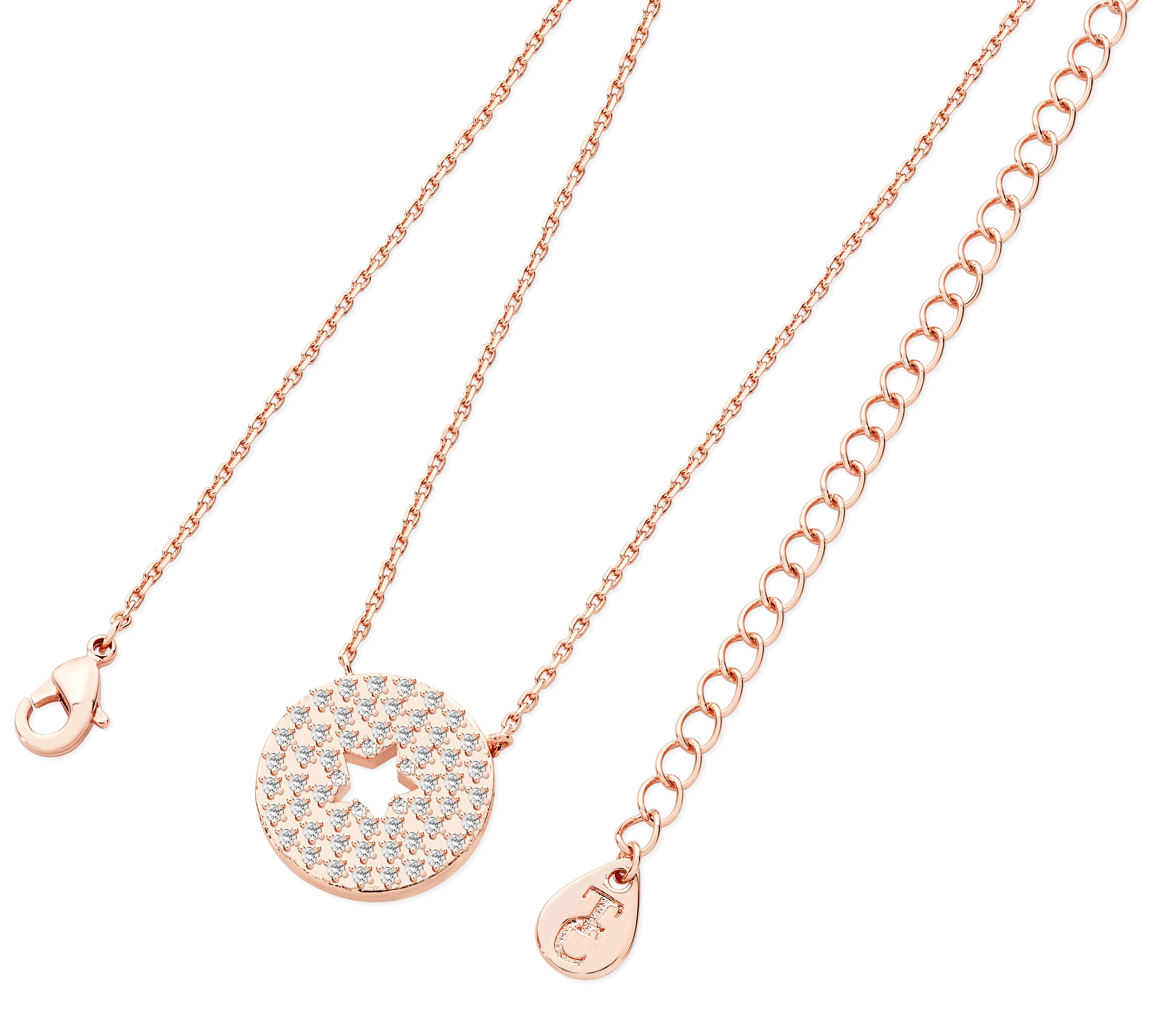 Tipperary Crystal Star Cut Out Rose Gold Pendant