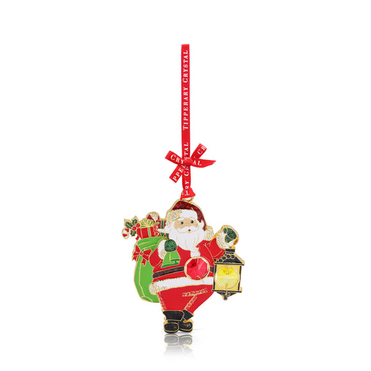 Tipperary Crystal Santa and Lantern Gemstone Decoration