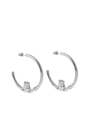 Betty and Biddy Large Claddagh Hoop Earrings Silver