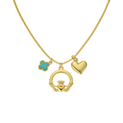 Betty and Biddy Claddagh Charm Necklace Gold