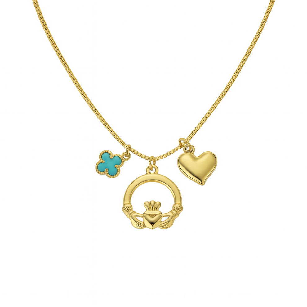 Betty and Biddy Claddagh Charm Necklace Gold