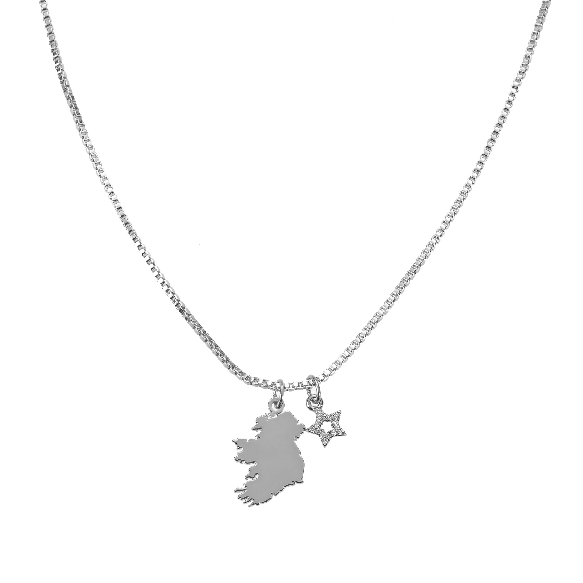 Betty and Biddy Star Éire Map Necklace Silver