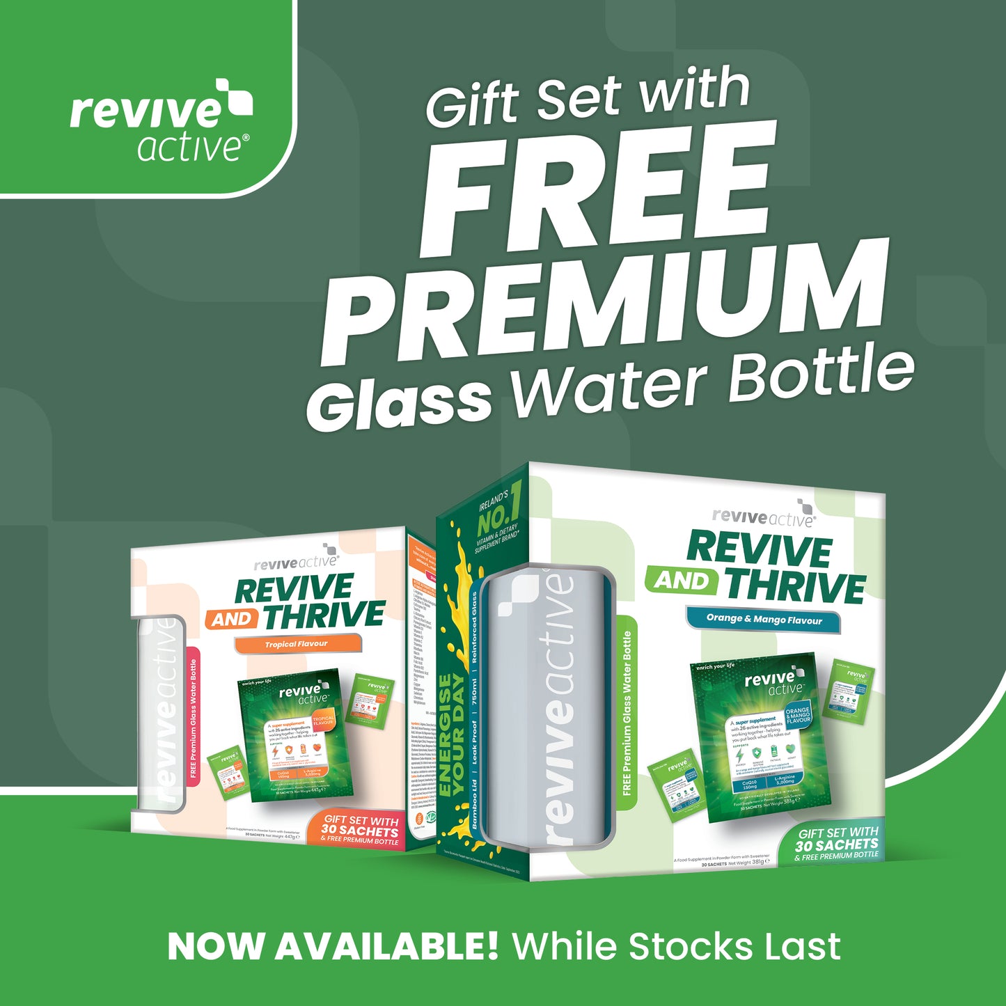 Revive Active Tropical Flavour 30 Sachets (free water bottle while stocks last)