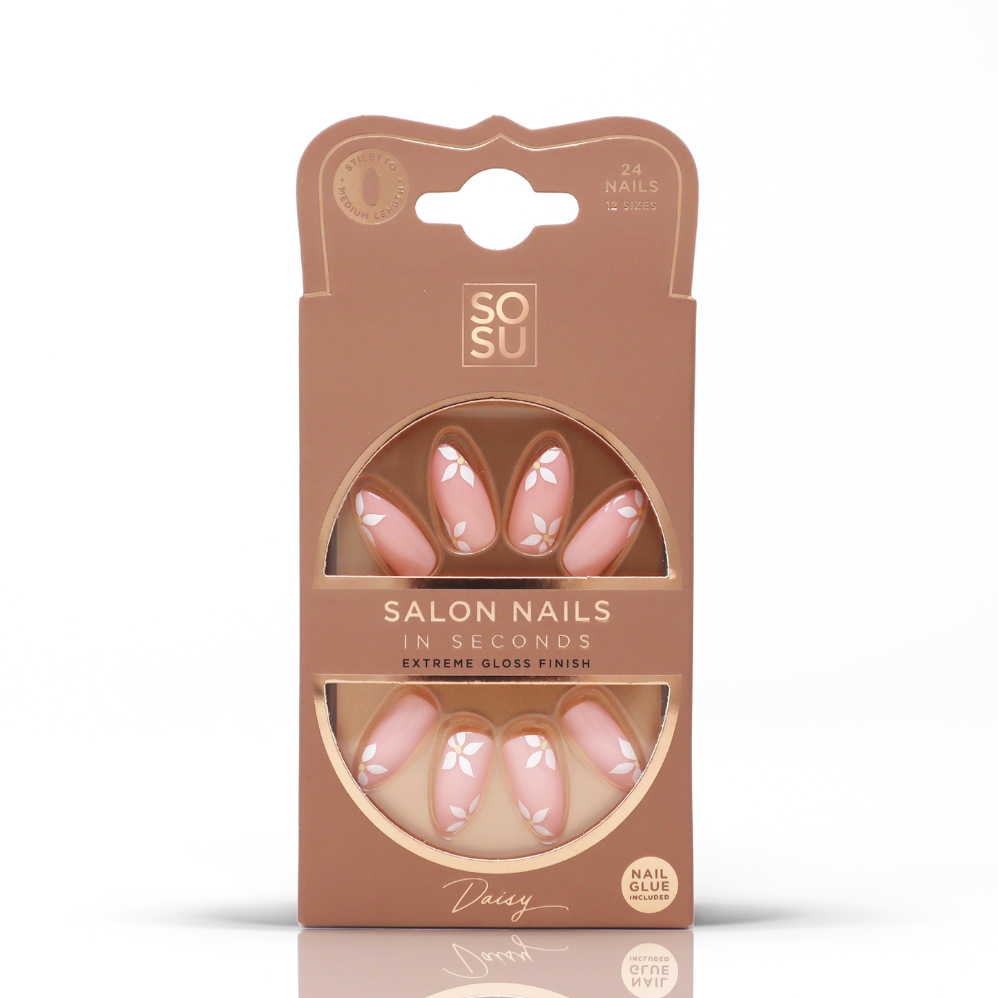 SoSu Faux Gloss Finish Nails Daisy