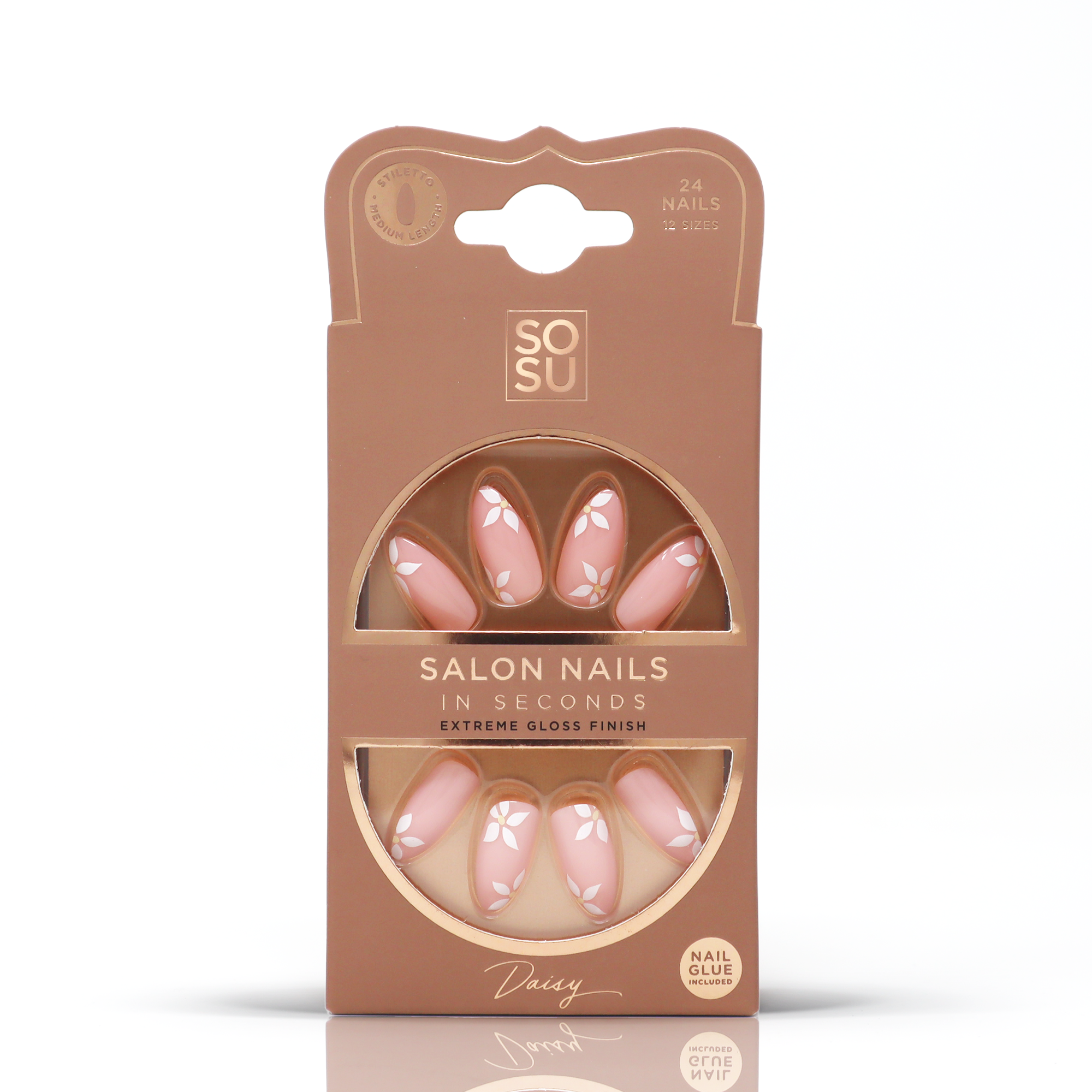 SoSu Faux Gloss Finish Nails Daisy