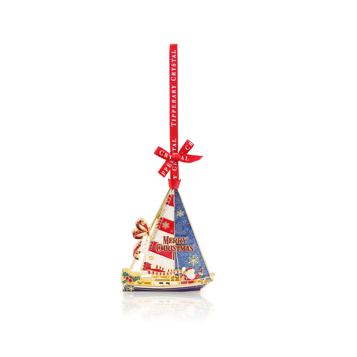 Tipperary Crystal Sparkle Sail Boat Decoration. New for 2026!