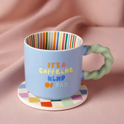 Raspberry Blossom Mug and Coaster Set, Its a Caffeine Kind of Day.