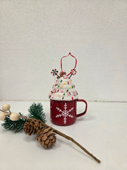 Red Mug and Cream and Gingerman Tree Decoration