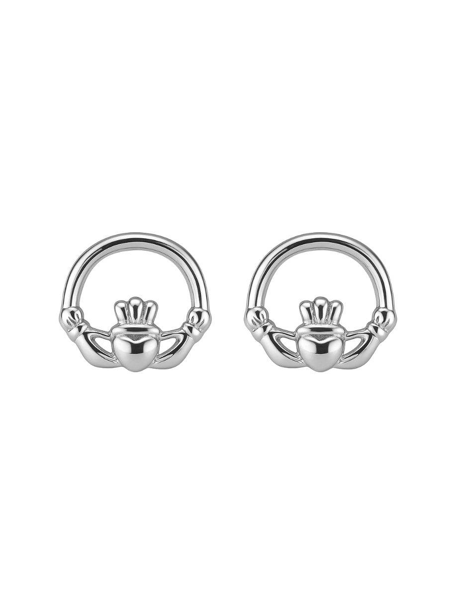 Betty & Biddy The Claddagh Stud Earrings Silver