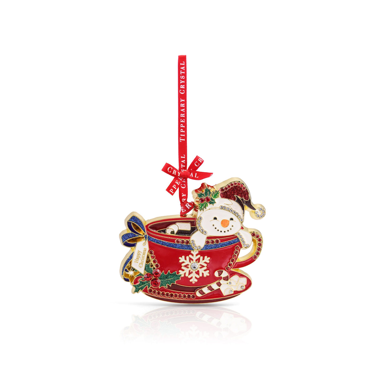 Tipperary Crystal Santa in a Teacup Sparkle Decoration
