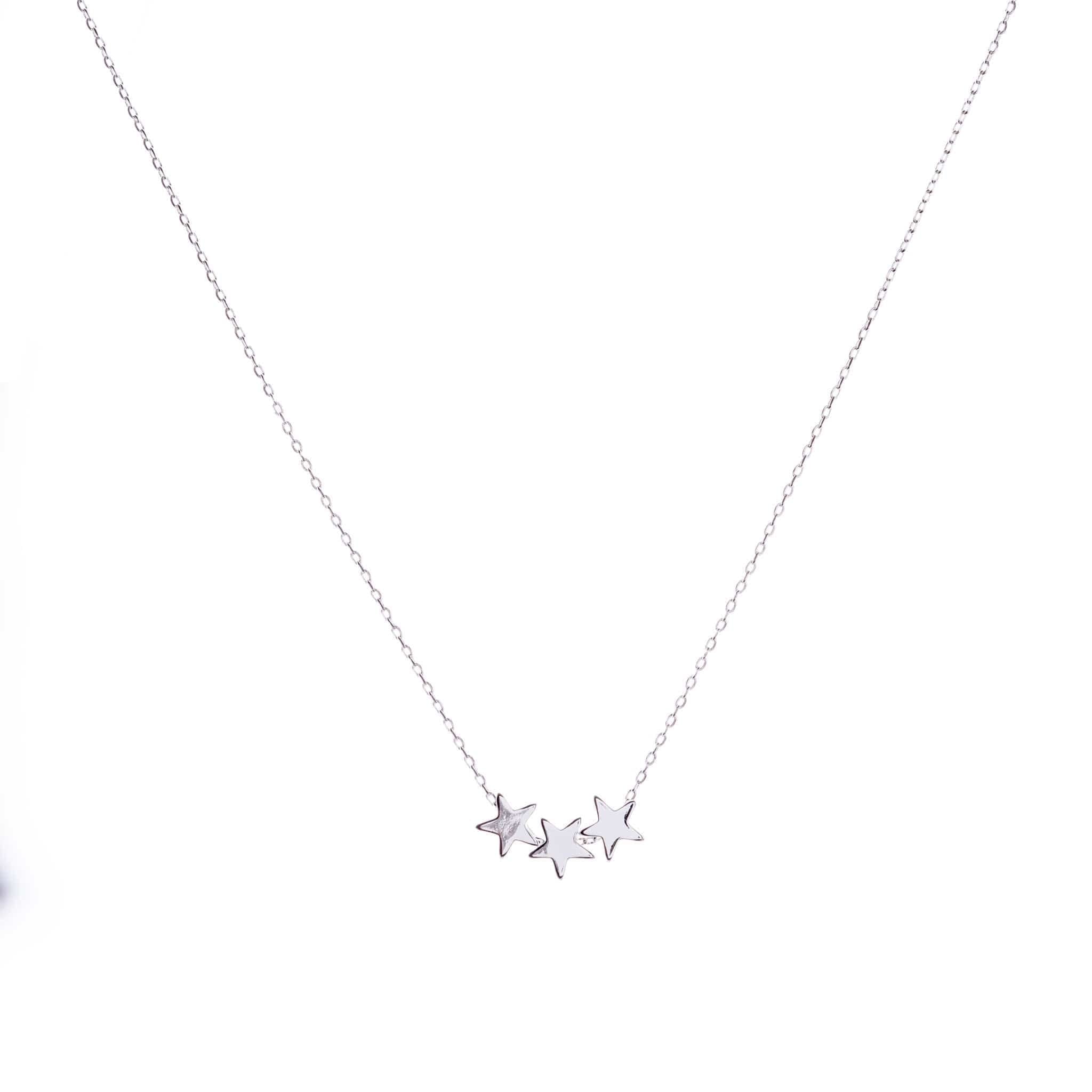 Betty & Biddy Trio Star Charm Necklace Silver