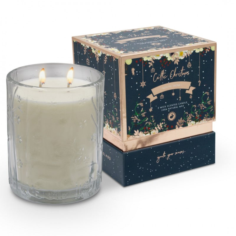 Celtic Candle Double Wick Candle Nollaig Shona
