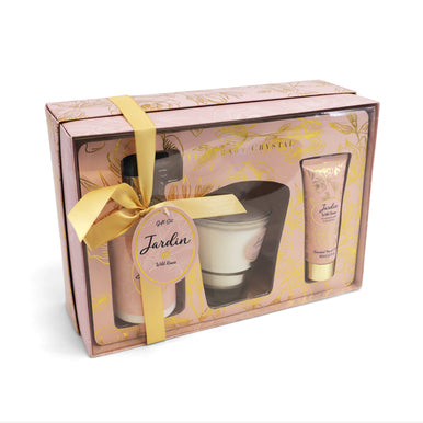 Tipperary Crystal Jardin Wild Rose 3 Piece Gift Set - candle, handcream and pump